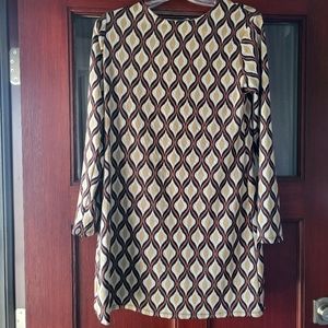 Zara brand retro patterned long sleeve dress